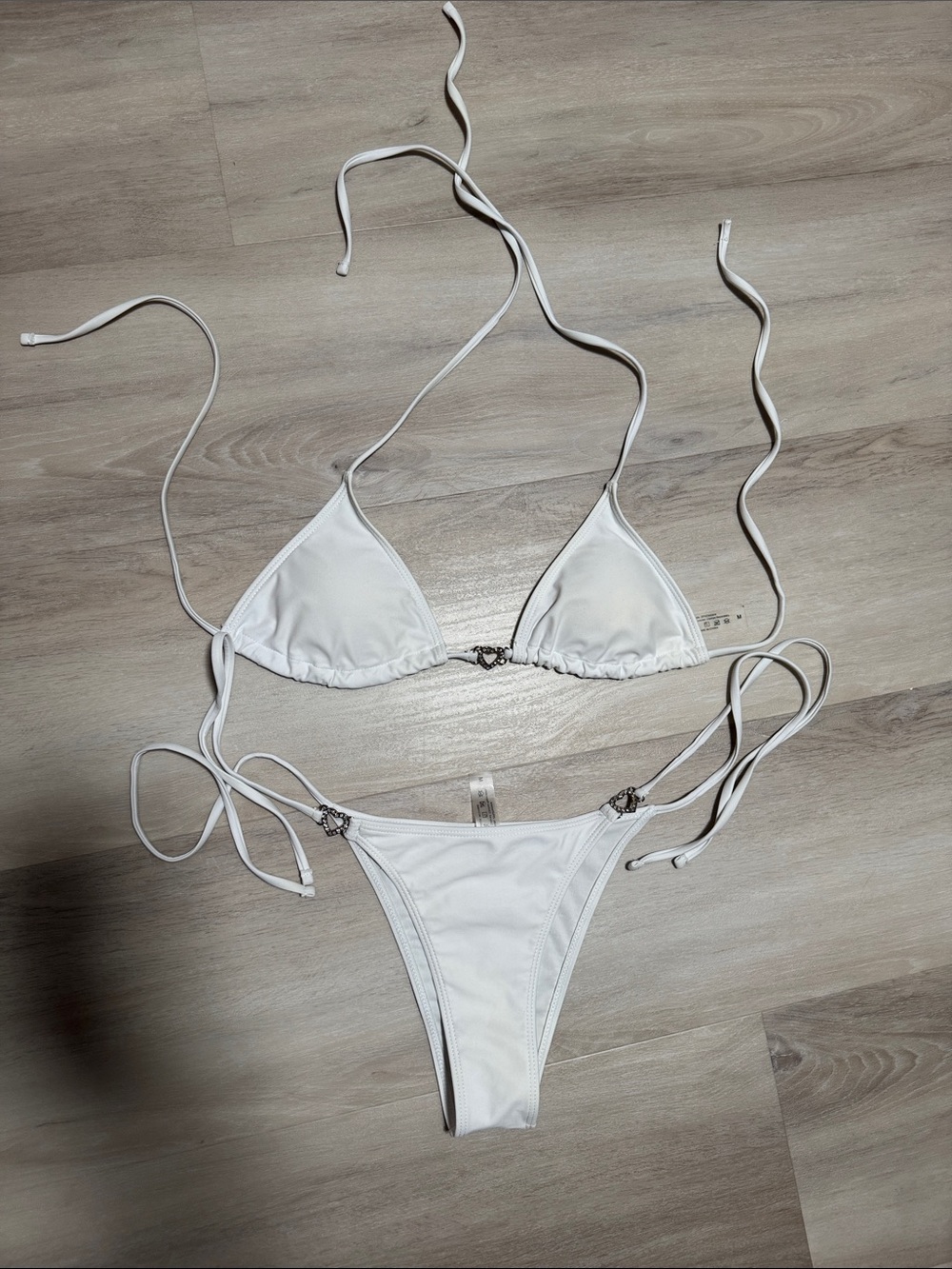 Women’s White String Triangle Bikini Set